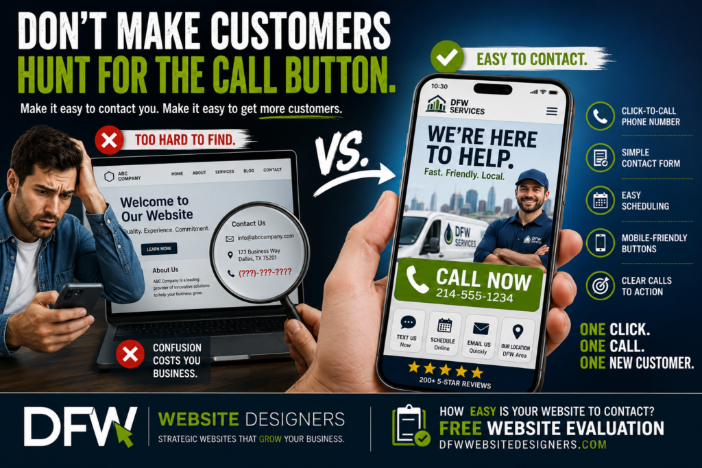Dont Make Customers Hunt for the Call Button https://DFWWebsiteDesigners.com