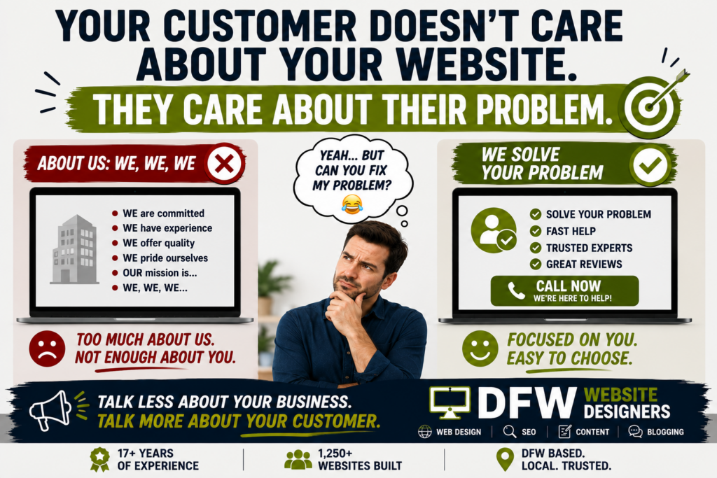 Customer Doesn't Care https://DFWWebsiteDesigners.com
