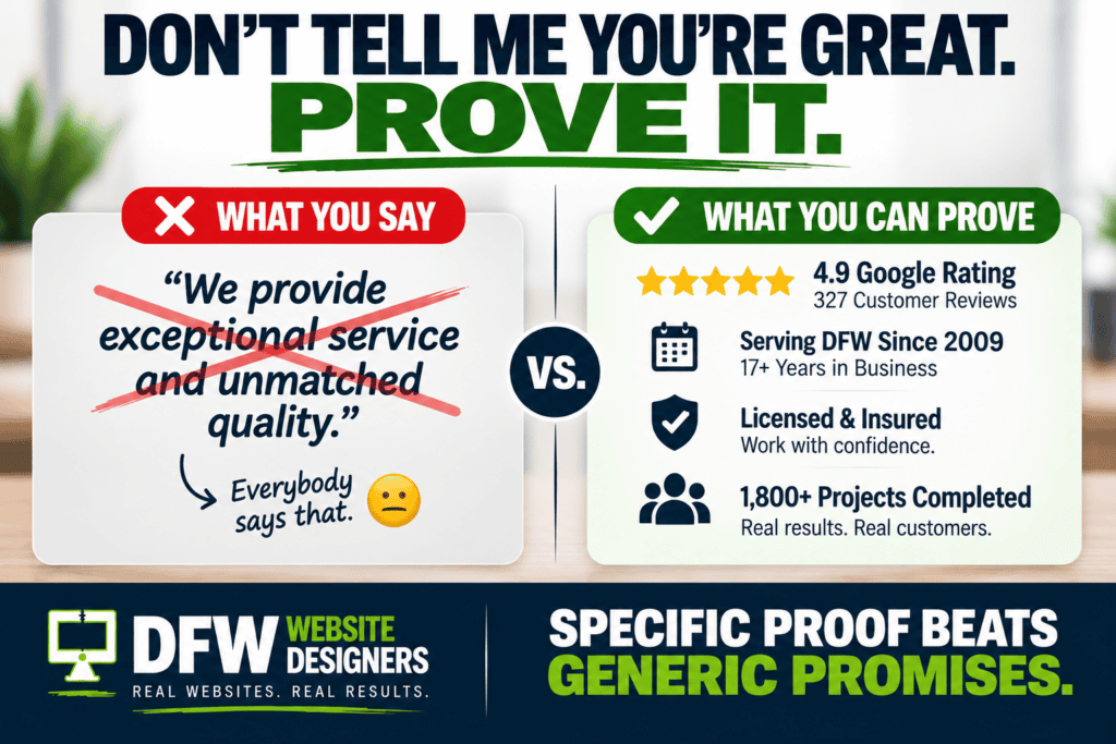 Don't Tell Me You are Great https://DFWWebsiteDesigners.com