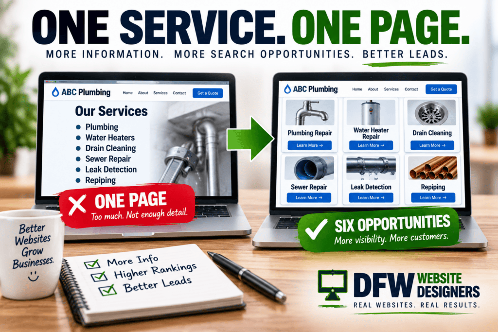 One Service, One Page https://DFWWebsiteDesigners.com
